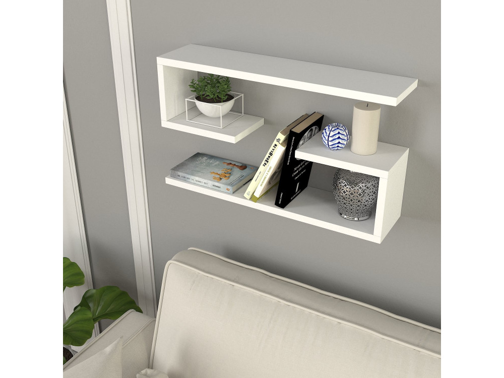 Wandregal aus Holz "Jenika" - 60 x 14 x 18 cm - Weiß