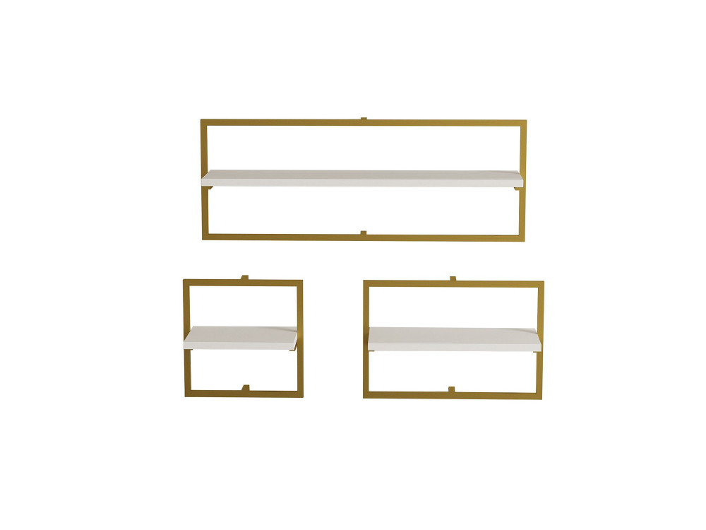 Wandregal aus Holz "Yeso" - 80 x 20 x 30 cm - Weiß, Gold