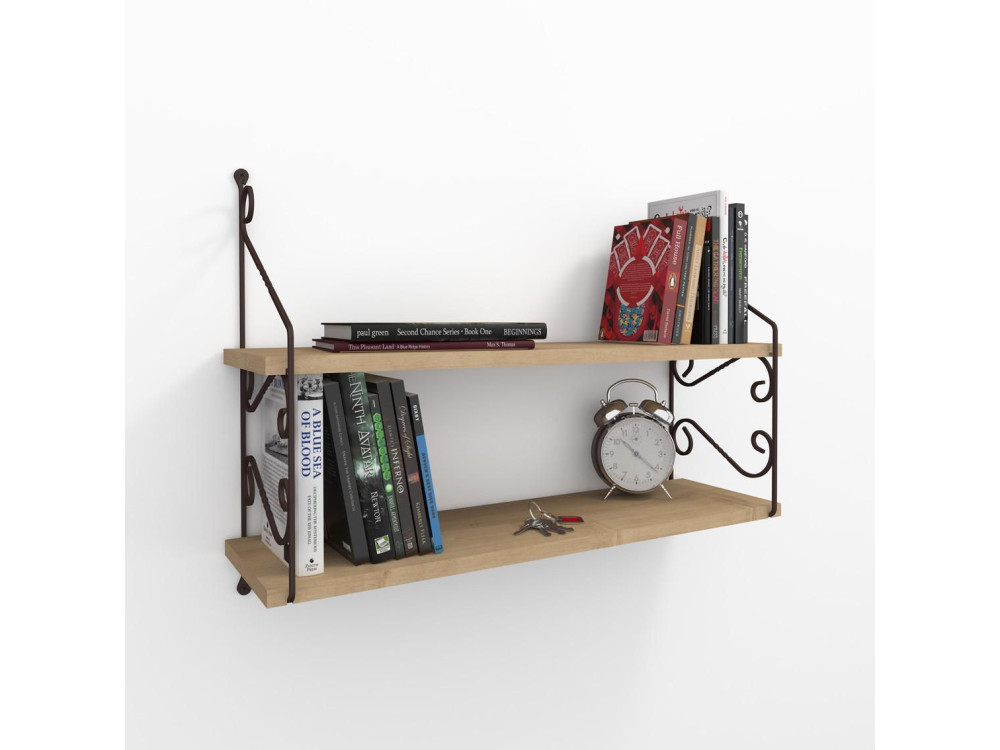 Wandregal aus Holz "Seramoni" - 72 x 22 x 51 cm - Eiche