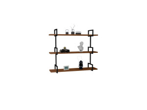 Wandregal aus Holz "Uras" - 87 x 22 x 76 cm - Walnussholz