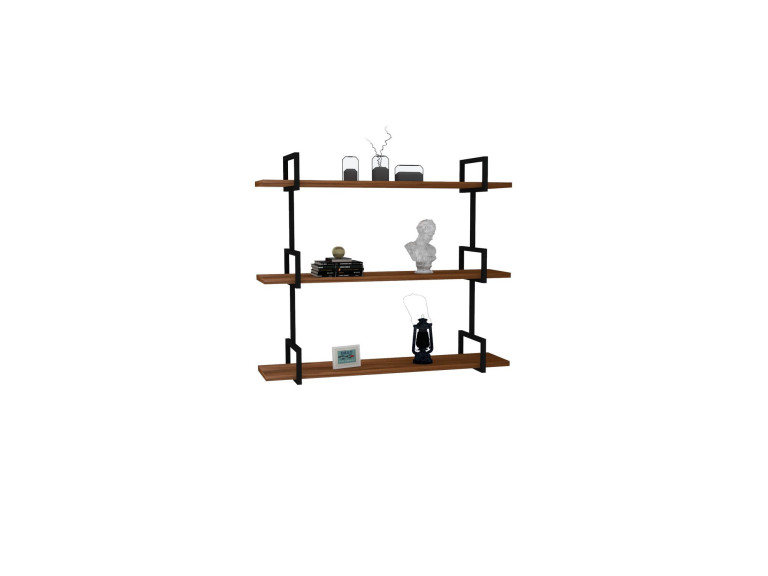 Wandregal aus Holz "Uras" - 87 x 22 x 76 cm - Walnussholz