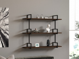 Wandregal aus Holz "Uras" - 87 x 22 x 76 cm - Walnussholz 2