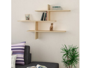 Wandregal aus Holz "Leo" - 123 x 22 x 80 cm - Eiche 2