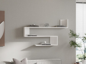 Wandregal aus Holz "Penne" - 120 x 20 x 71 cm - Weiß 2