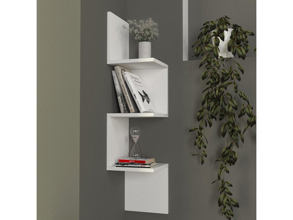 Wandregal aus Holz "Corner" - 25 x 25 x 105 cm - Weiß
