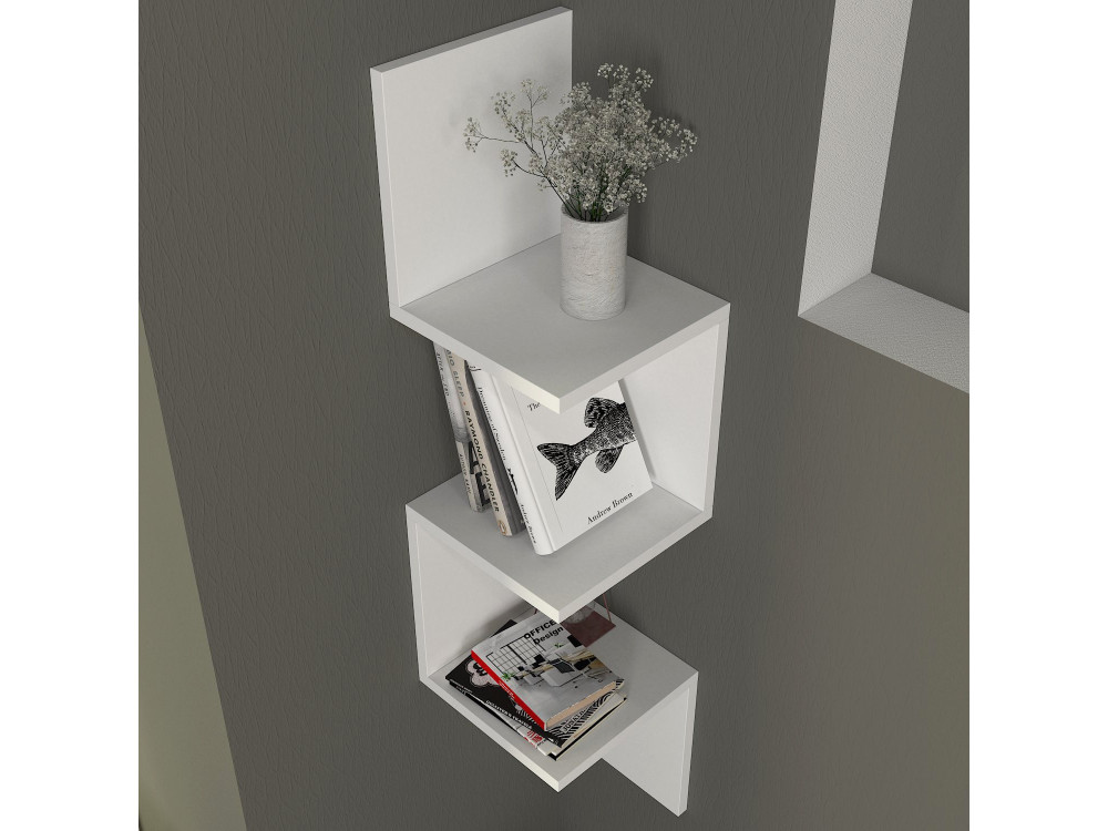 Wandregal aus Holz "Corner" - 25 x 25 x 105 cm - Weiß
