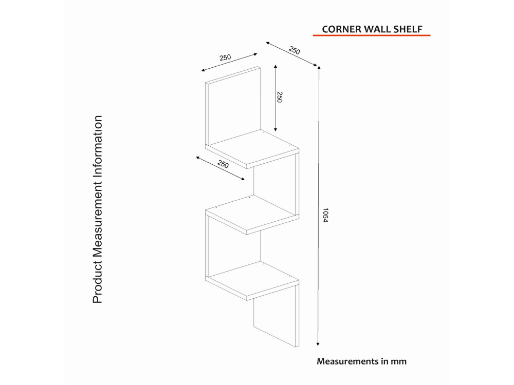 Wandregal aus Holz "Corner" - 25 x 25 x 105 cm - Weiß