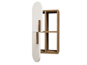 Wandregal aus Holz "Rose" - 35 x 22 x 60 cm - NussbaumWeiß