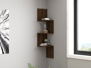Wandregal aus Holz "Zikzak" - 25 x 25 x 105 cm - Walnussholz 2