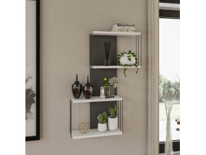 Wandregal aus Holz "Destan" - 65 x 19 x 96 cm - Weiß 2