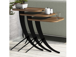 Set aus 3 Auszieh-Couchtischen aus Holz "Pion" - 45 x 35 x 60 cm - Braun 2