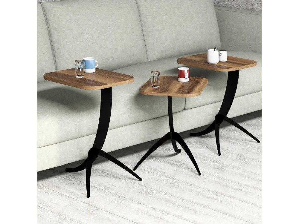Set aus 3 Auszieh-Couchtischen aus Holz "Pion" - 45 x 35 x 60 cm - Braun