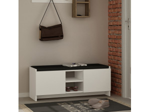 Schuhschrank aus Holz "Zulla" - 110 x 37 x 43 cm - Weiß 2
