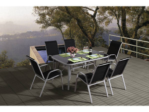 Gartensitzgruppe aus Textilene "Cordoba" - Phoenix - 6 Personen - Schwarz 2
