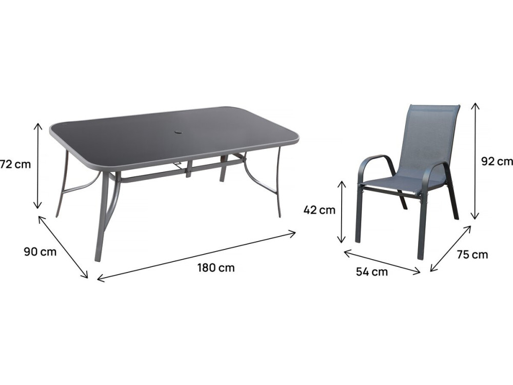 Garten-Essgruppe für 8 Personen „Cordoba XL 180“ – Grau