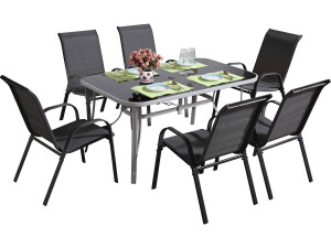 Textilene Gartenmöbel  "Cordoba + Porto" 6 Personen Dunkelgrau