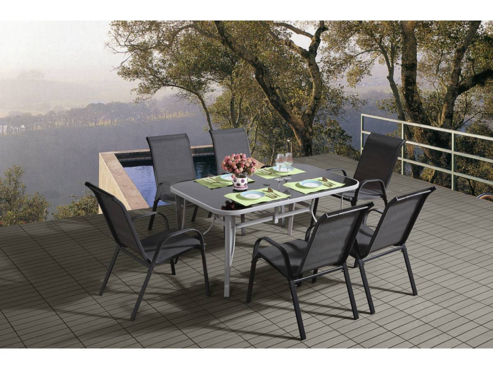 Textilene Gartenmöbel  "Cordoba + Porto" 6 Personen Dunkelgrau