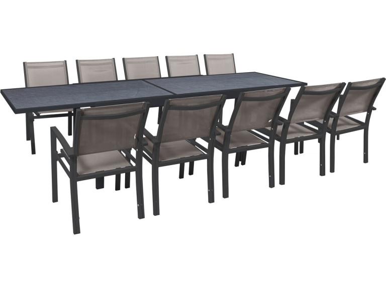 Ausziehbare Gartenmöbel zum Essen "Lagos" - 200/320 x 105 x 76 cm - 10 Stühle - Taupe