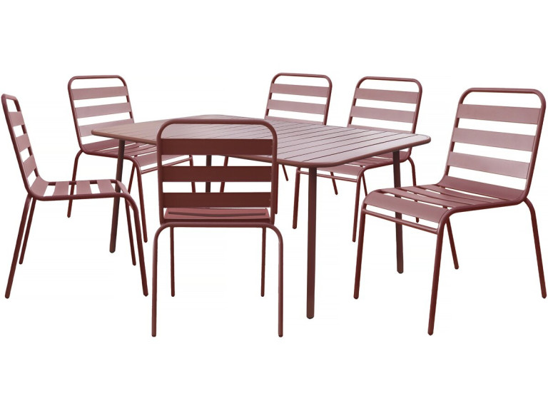 Gartenmöbel-Set "Bilbao" aus Metall - 6 Sitzplätze - Terrakotta