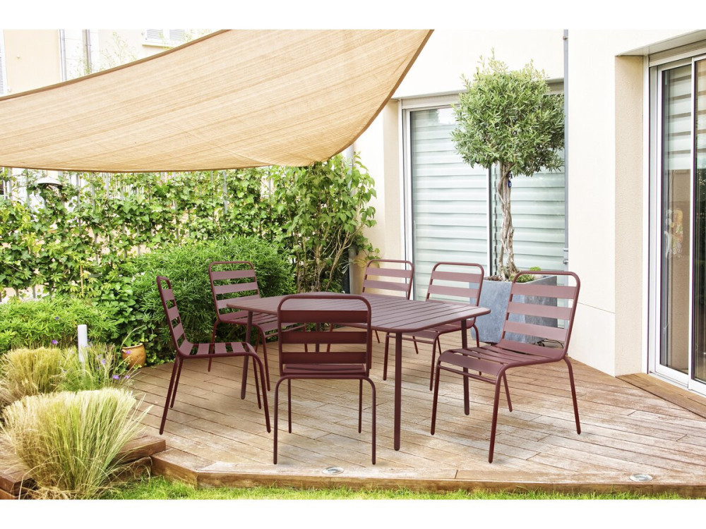 Gartenmöbel-Set "Bilbao" aus Metall - 6 Sitzplätze - Terrakotta