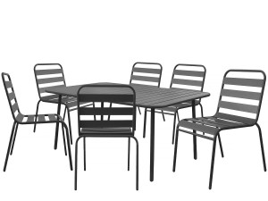 Gartenmöbel-Set "Bilbao" aus Metall - 6 Sitzplätze - Grau