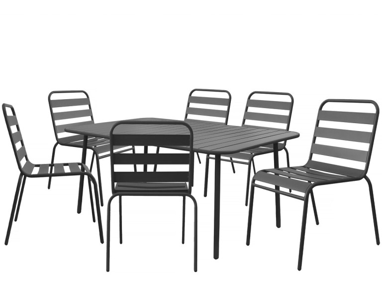Gartenmöbel-Set "Bilbao" aus Metall - 6 Sitzplätze - Grau