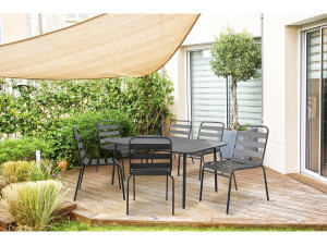 Gartenmöbel-Set "Bilbao" aus Metall - 6 Sitzplätze - Grau 2