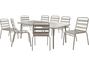 Gartenmöbel-Set "Bilbao" aus Metall - 8 Sitzplätze - Taupe