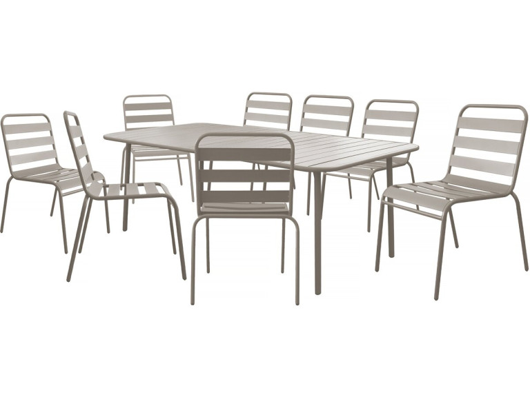 Gartenmöbel-Set "Bilbao" aus Metall - 8 Sitzplätze - Taupe