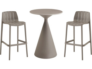 Bistrotisch und hohe Stühle stapelbar "Vaena" - 2 Plätze - Taupe