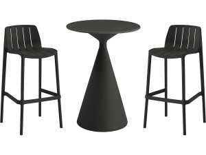 Bistro-Stapeltisch und -Hochstühle "Vaena" - 2-Sitzer - Schwarz