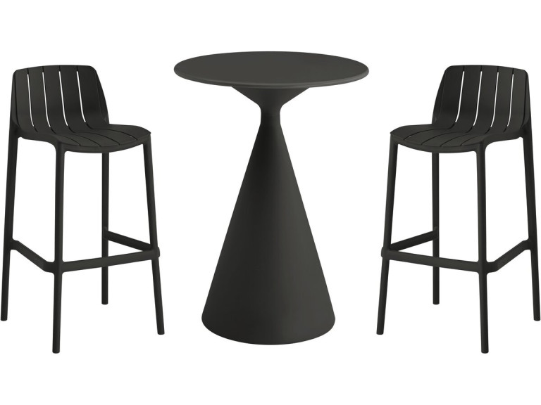 Bistro-Stapeltisch und -Hochstühle "Vaena" - 2-Sitzer - Schwarz