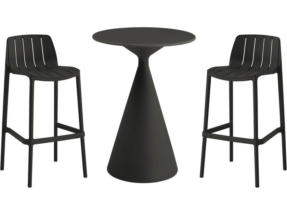 Bistro-Stapeltisch und -Hochstühle "Vaena" - 2-Sitzer - Schwarz