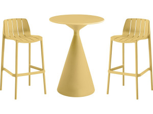 Bistro-Stapeltisch und -Hochstühle "Vaena" - 2-Sitzer - Gelb
