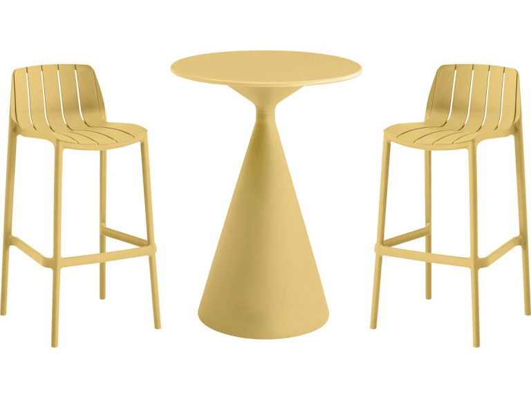 Bistro-Stapeltisch und -Hochstühle "Vaena" - 2-Sitzer - Gelb