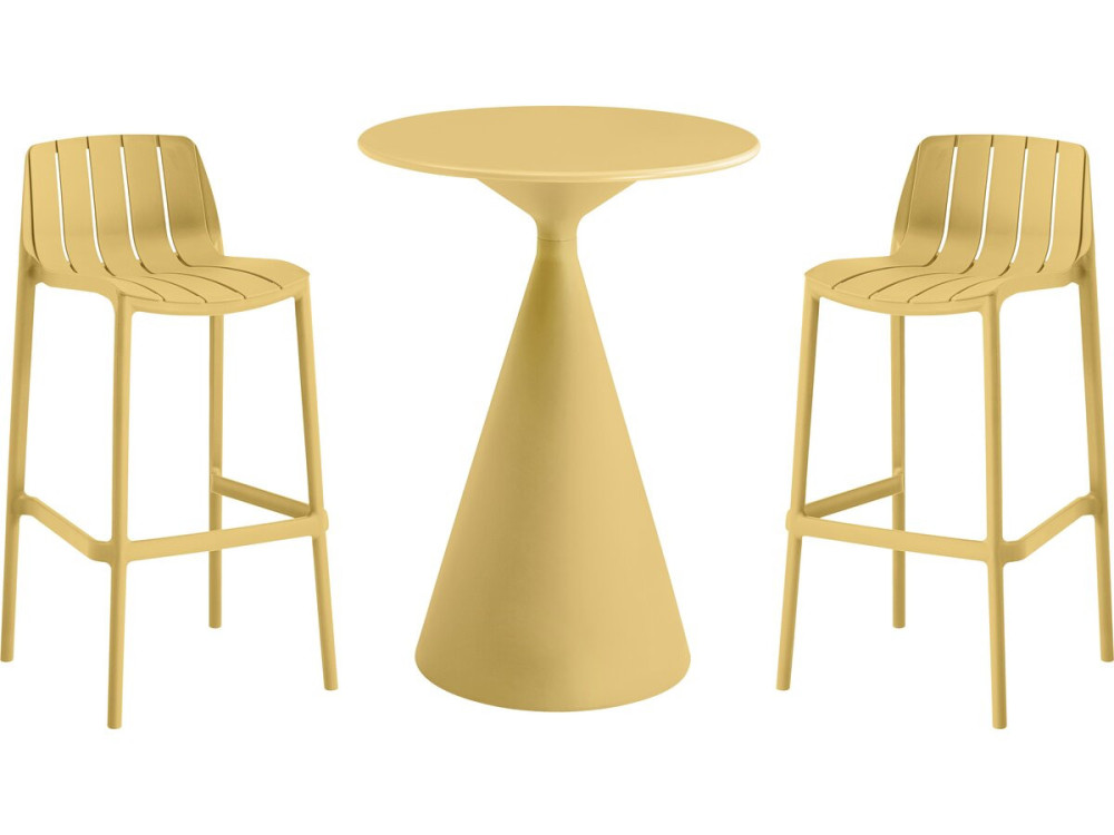 Bistro-Stapeltisch und -Hochstühle "Vaena" - 2-Sitzer - Gelb