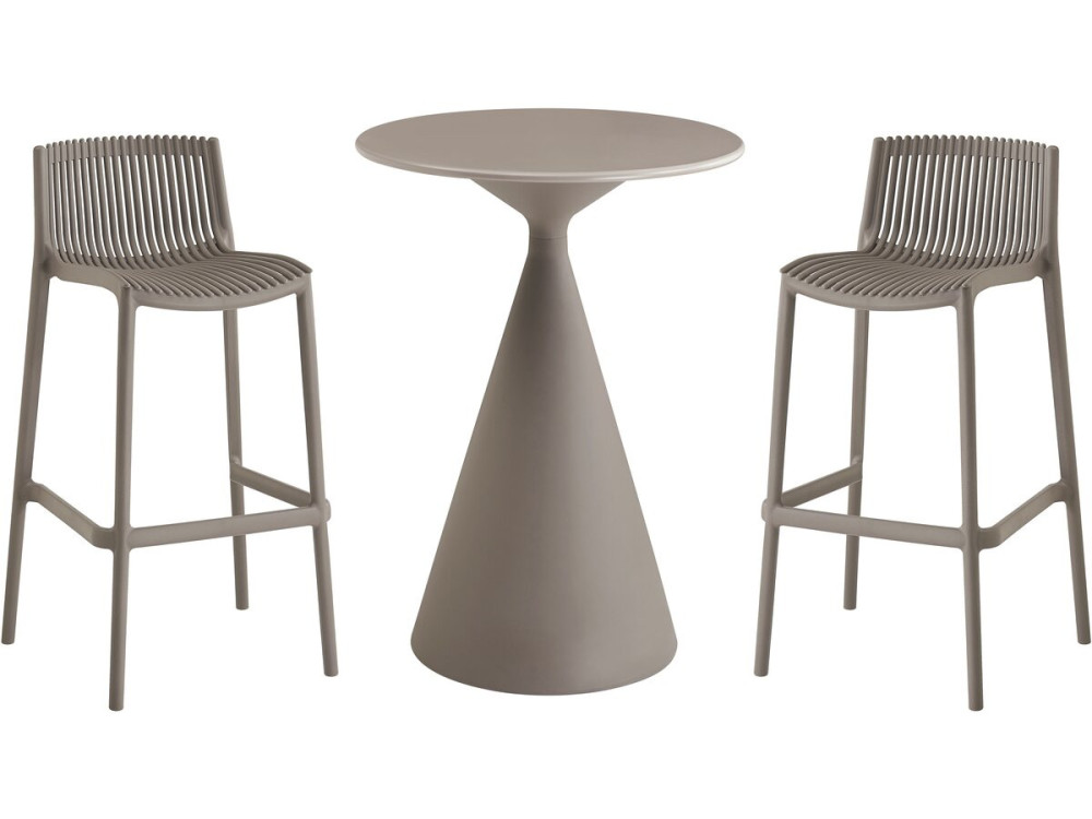 Bistro-Stapeltisch und -Hochstühle "Néora" - 2-Sitzer - Taupe