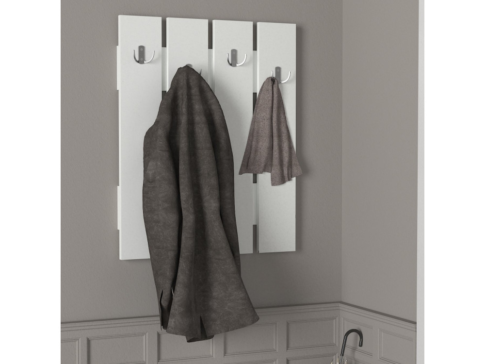 Wandgarderobe aus Holz "Anita" - 64 x 3 x 80 cm - Weiß