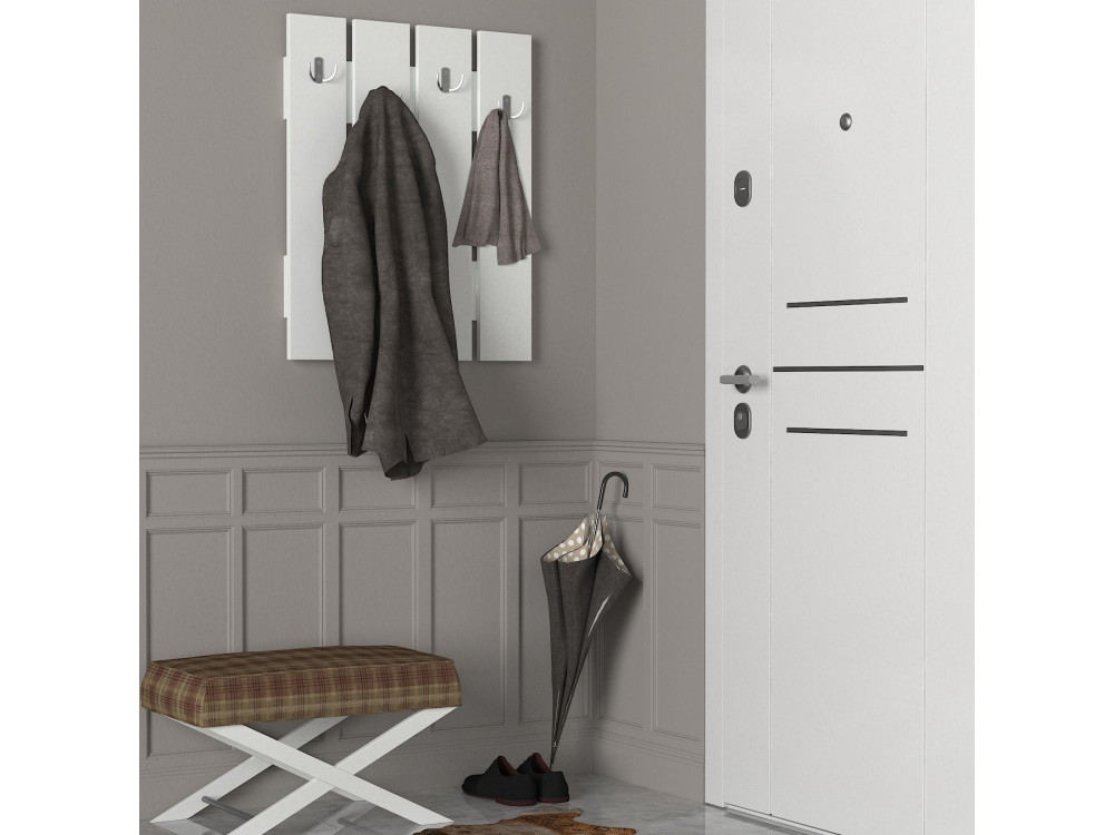 Wandgarderobe aus Holz "Anita" - 64 x 3 x 80 cm - Weiß