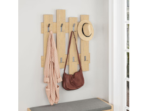 Wandgarderobe aus Holz "Wave" - 64 x 4 x 79 cm - Beige 2
