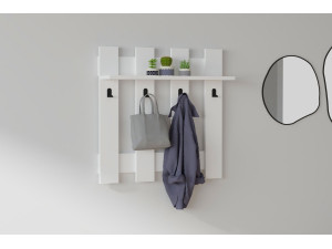Wandgarderobe aus Holz "Carina" - 70 x 14 x 70 cm - Weiß 2