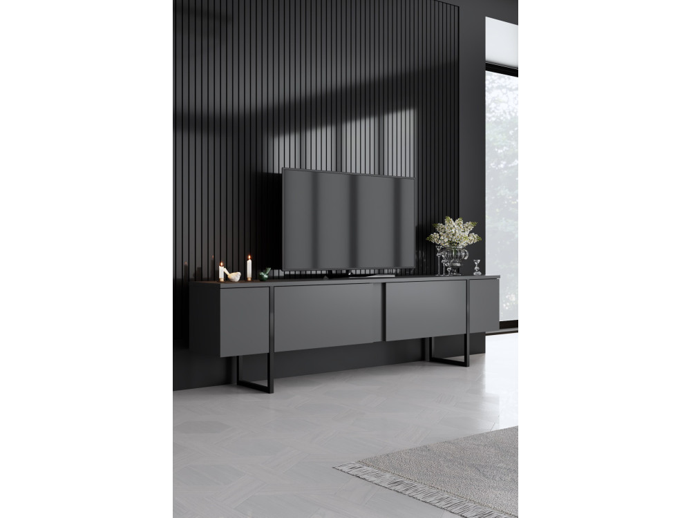 Wohnzimmermöbelset aus Holz "Luxe" - 160 x 35 x 80 cm - Schwarz