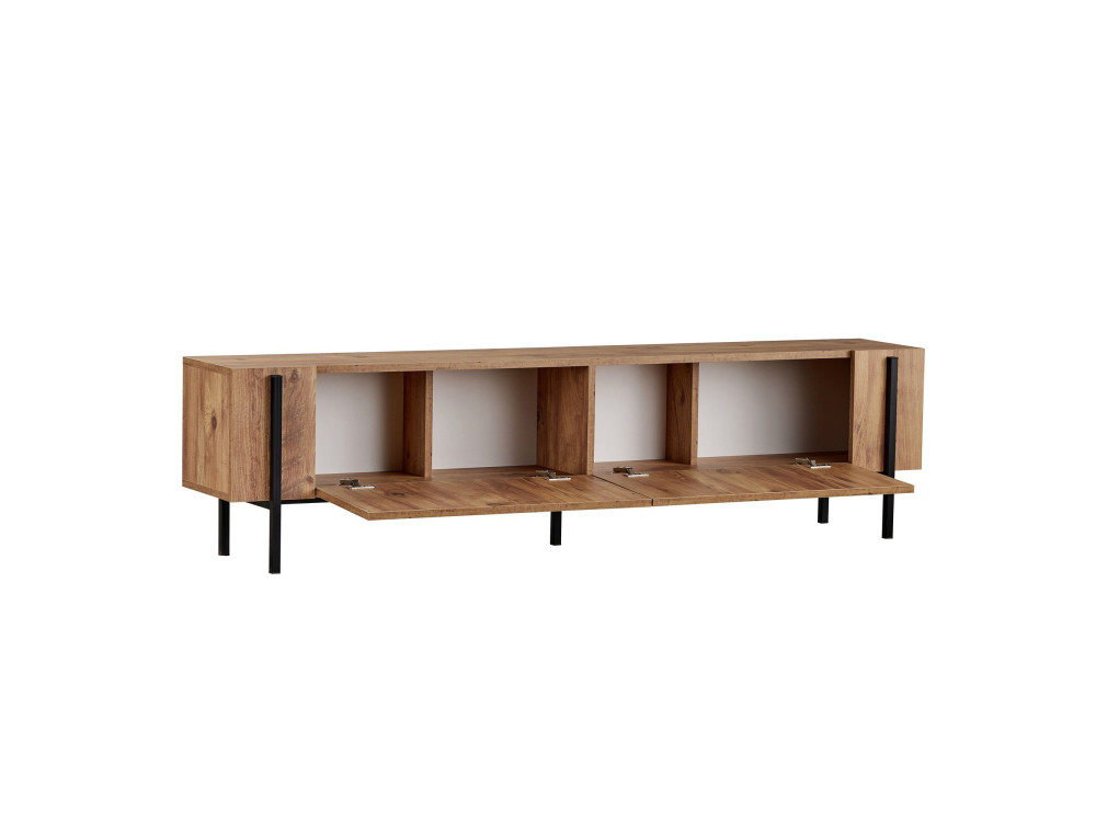 TV-Möbel aus Holz "Nexus" - 180 x 30 x 45 cm - Atlantische Kiefer / Schwarz