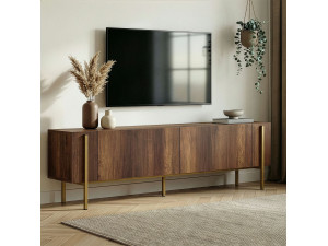 TV-Möbel aus Holz "Nexus" - 180 x 30 x 45 cm - Nussbaum Barock Gold 2