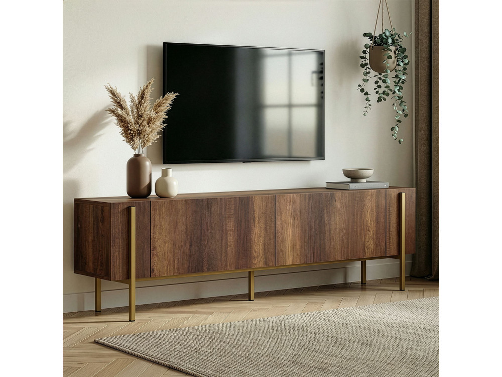 TV-Möbel aus Holz "Nexus" - 180 x 30 x 45 cm - Nussbaum Barock Gold