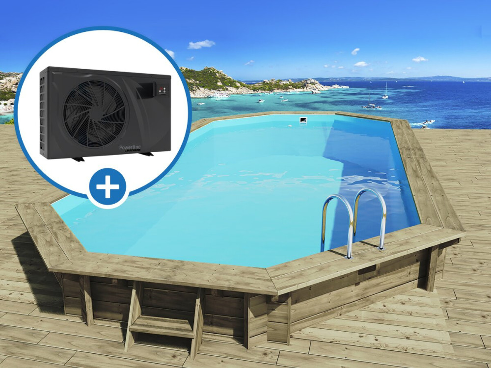 Holzpool "Ibiza 130" - 8,57 x 4.57 x 1,31 m + Wärmepumpe 6,1 kW