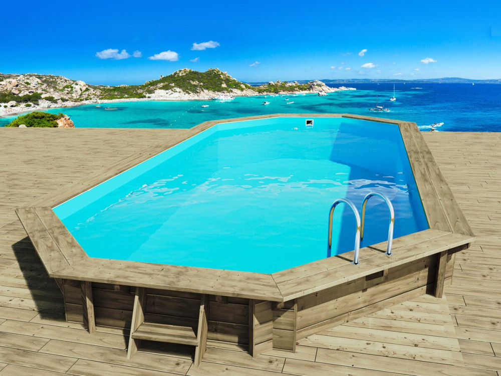 Holzpool "Ibiza 130" - 8,57 x 4.57 x 1,31 m + Wärmepumpe 6,1 kW