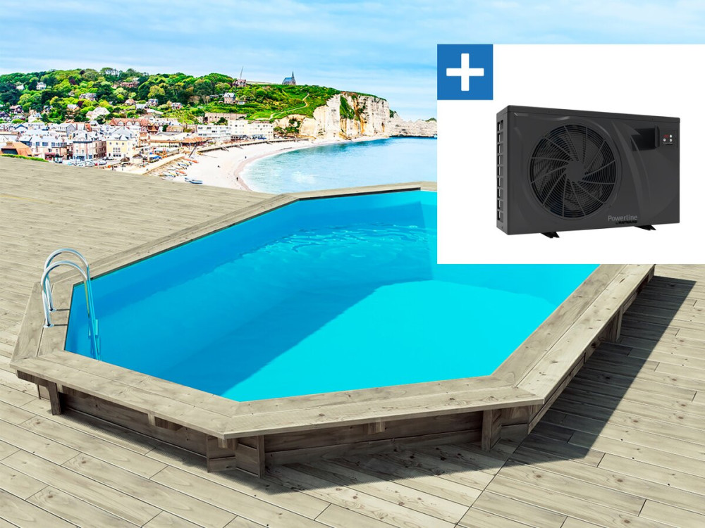Holzpool "Brazilia 130" 5.86 x 3.86 x 1.30 M + Wärmepumpe - Leistung 6.1 kW