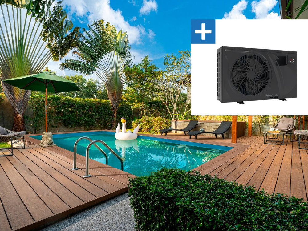Pool Rechteckig " Panama 130"- 6.20 x 4.10 x 1.31 m + Wärmepumpe 6 kw/h Inverter "PowerLine by Hayward" - Schwarz