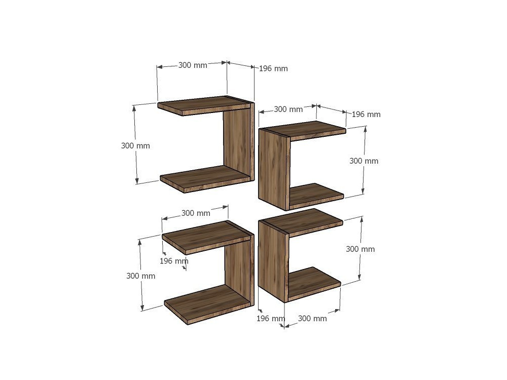 Étagère murale en bois "Base" - 30 x 19 x 30 cm - Marron